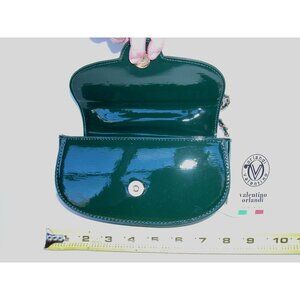 Valentino Orlandi Green Patent Leather Mini Shoulder Bag With Gold Chain Strap &